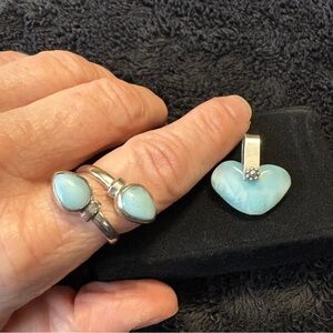 Larimar Ring &matching Pendant
Genuine Stones /Silver 925
Dominican Republic